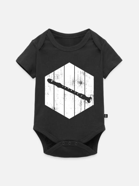 Flöte Zeichnung - Baby Premium Kurzarmbody - Schwarz