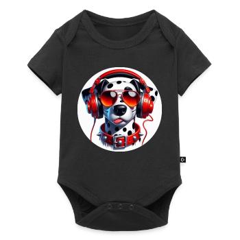 Chien dalmatien avec lunettes et écouteurs - Body à manches courtes Premium Bébé - noir - Devant