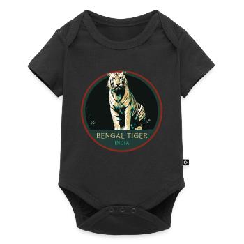 Bengalischer Tiger Porträt Aufnäher: Indische Fauna - Baby Premium Kurzarmbody - Schwarz - Vorne