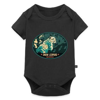 Snow Leopard illustration patch - Baby Premium short-sleeve bodysuit - black - Front
