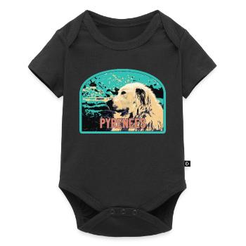 Pyrenäen-Schäferhund-Aufnäher: Berggefährte - Baby Premium Kurzarmbody - Schwarz - Vorne