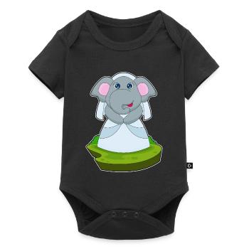 Elefant Braut Schleier Hochzeit - Baby Premium Kurzarmbody - Schwarz - Vorne