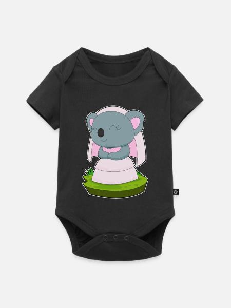 Koala Braut Schleier Hochzeit - Baby Premium Kurzarmbody - Schwarz