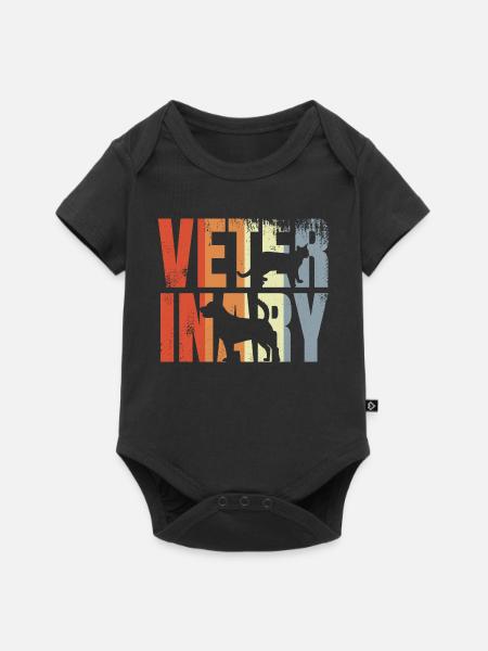 Retro Veterinär - Baby Premium Kurzarmbody - Schwarz