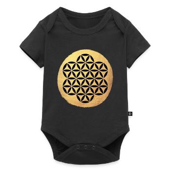 Cercle de Yoga Fleur de Vie Motif Or om Namaste - Body à manches courtes Premium Bébé - noir - Devant