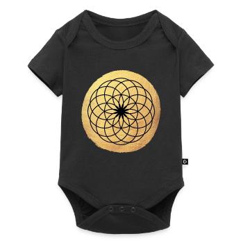 Yoga Circle Ornament Meditation Gold om Namaste - Baby Premium short-sleeve bodysuit - black - Front