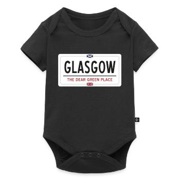 Glasgow Ortsnamensschild - Baby Premium Kurzarmbody - Schwarz - Vorne