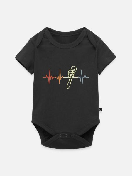 Rohrzange Herzklopfen - Baby Premium Kurzarmbody - Schwarz