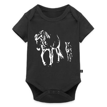 cheval blanc cheval blanc t-shirt cadeau cavalier - Body à manches courtes Premium Bébé - noir - Devant