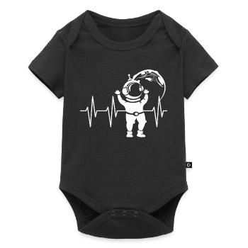 Battement de coeur astronaute bande dessinée pulsation espace ECG symbole - Body à manches courtes Premium Bébé - noir - Devant