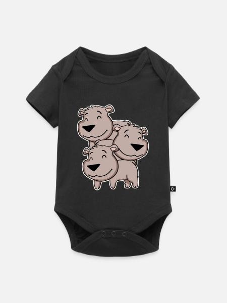 Braunbär Motiv Bär - Baby Premium Kurzarmbody - Schwarz
