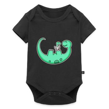 Dinosaure avec bébé dinosaure - Dino - Body à manches courtes Premium Bébé - noir - Devant