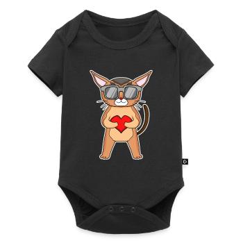 Cat with Heart and Glasses - Chausie Cat Motif - Baby Premium short-sleeve bodysuit - black - Front