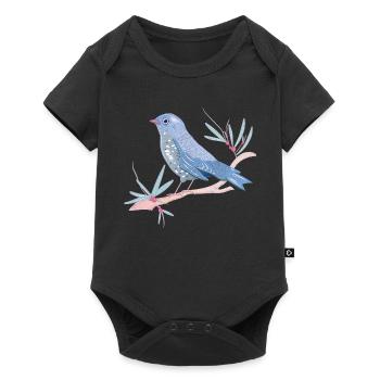 oiseau bleuâtre avec du gui dans l’ambiance hivernale - Body à manches courtes Premium Bébé - noir - Devant