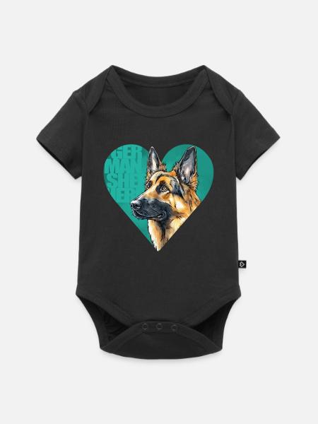 Deutscher Schäferhund Portrait - Baby Premium Kurzarmbody - Schwarz