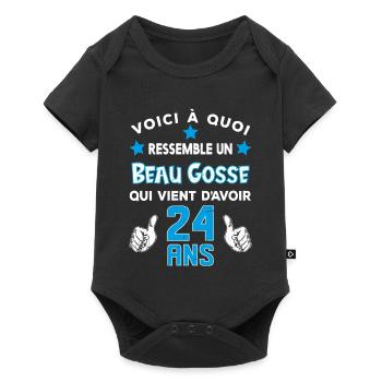 24 ans anniversaire homme cadeau drôle humour - Body à manches courtes Premium Bébé - noir - Devant