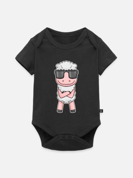 Schaf mit Brille - Baby Premium Kurzarmbody - Schwarz