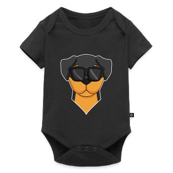 Chien Rottweiler avec des lunettes - chien cool - Body à manches courtes Premium Bébé - noir - Devant