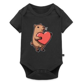 Capybara with heart Valentine's Day - Baby Premium short-sleeve bodysuit - black - Front