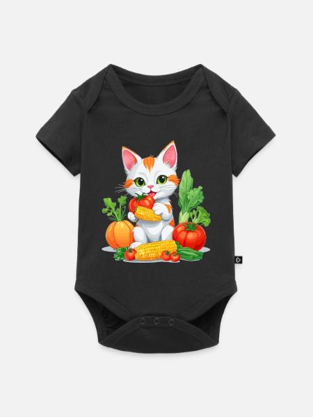 Bio Katze - Baby Premium Kurzarmbody - Schwarz