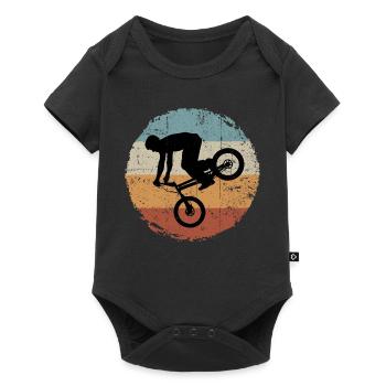 BMX Silhouette Rétro Coucher de soleil - Body à manches courtes Premium Bébé - noir - Devant