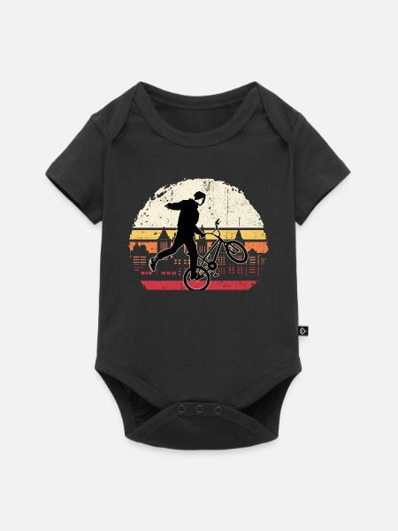 Sunset BMX Wheelie Silhouette - Baby Premium Kurzarmbody - Schwarz