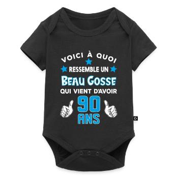 90 ans anniversaire homme cadeau drôle humour - Body à manches courtes Premium Bébé - noir - Devant