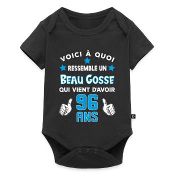 96 ans anniversaire homme cadeau drôle humour - Body à manches courtes Premium Bébé - noir - Devant