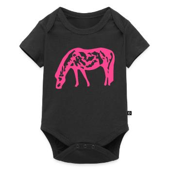 Pferd rosa pink - Baby Premium Kurzarmbody - Schwarz - Vorne
