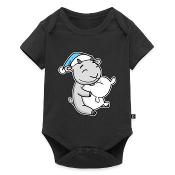 Goat with pillow and sleepy cap - Baby Premium short-sleeve bodysuit - black - Front