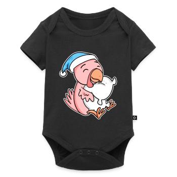 poulet avec oreiller et bonnet somnolent - Body à manches courtes Premium Bébé - noir - Devant