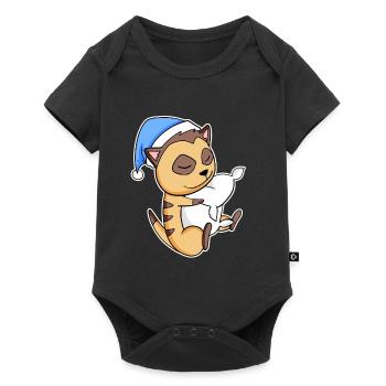 Meerkat with pillow and sleepy cap - Baby Premium short-sleeve bodysuit - black - Front