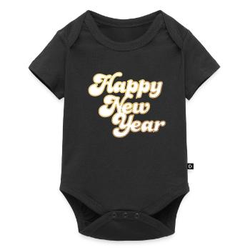 Happy New Year Sylvester cool Gold 2024 Retro - Baby Premium Kurzarmbody - Schwarz - Vorne