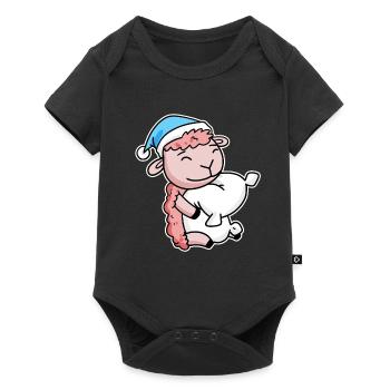 Mouton avec oreiller et bonnet somnolent - Body à manches courtes Premium Bébé - noir - Devant