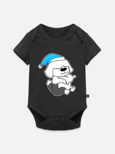 Schlafen Müdigkeit Hund - Baby Premium Kurzarmbody - Schwarz