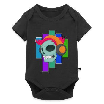 Skull Headphones Music - Baby Premium short-sleeve bodysuit - black - Front