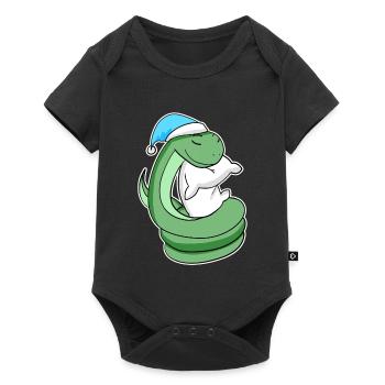 Snake with pillow and sleepy cap - Baby Premium short-sleeve bodysuit - black - Front