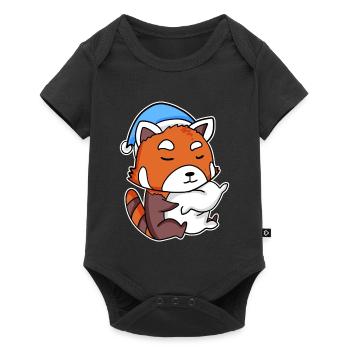 Western Little Panda with Pillow and Sleeping Hat - Baby Premium short-sleeve bodysuit - black - Front