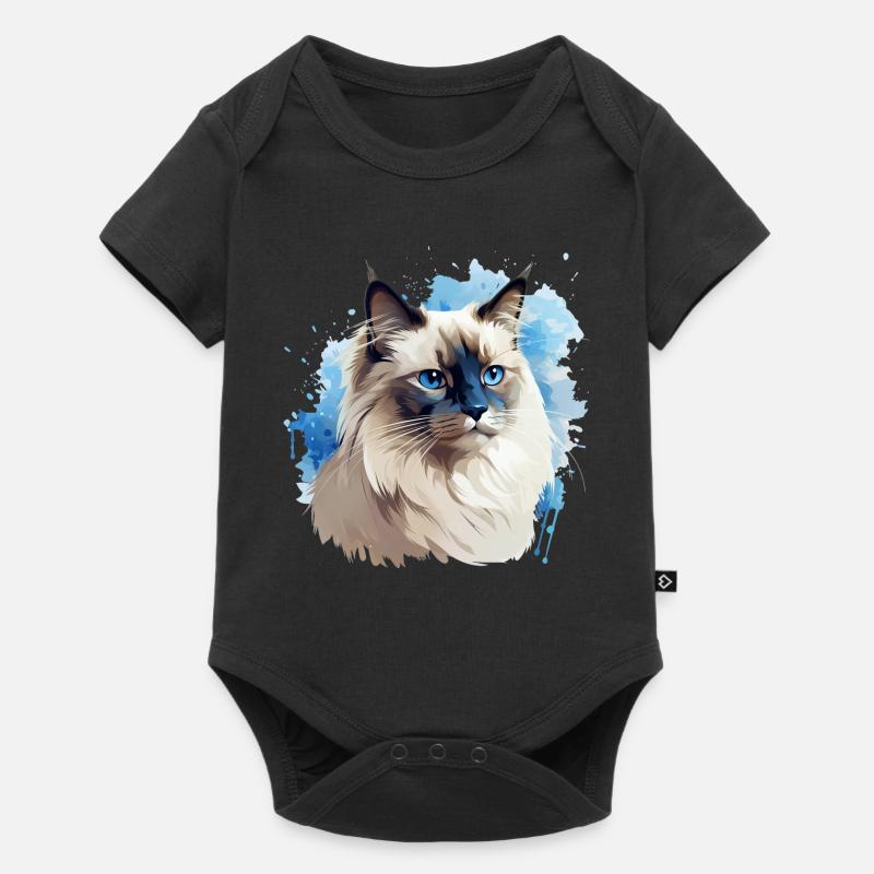 Tête de chat sacré Birman - Body à manches courtes Premium Bébé - noir
