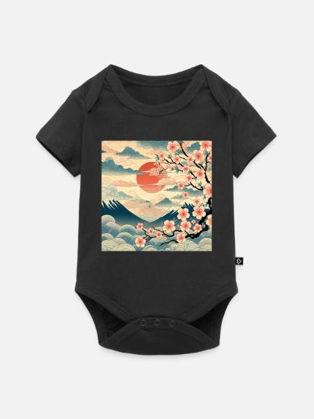 Sonnenaufgang im Ukiyo-e-Stil II - Baby Premium Kurzarmbody - Schwarz