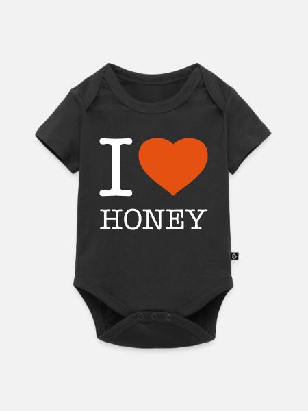I LOVE HONEY - Baby Premium Kurzarmbody - Schwarz