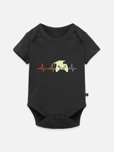 Spielprogrammierer Herzschlag - Baby Premium Kurzarmbody - Schwarz