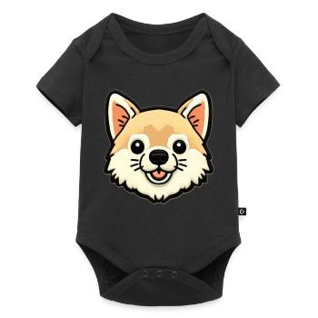 Kuscheliger Corgi Patch - Baby Premium Kurzarmbody - Schwarz - Vorne