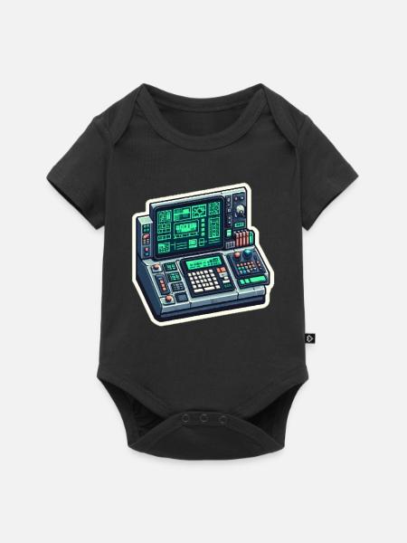 Retro Computer Console Neon - Baby Premium Kurzarmbody - Schwarz