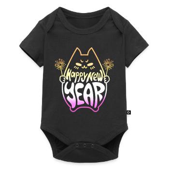 Happy New Year Cat #3 Frohes Neues Jahr Katze - Baby Premium short-sleeve bodysuit - black - Front