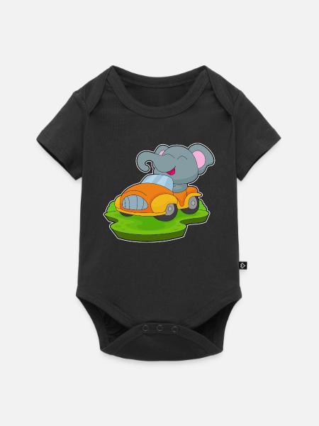 Elefant Auto - Baby Premium Kurzarmbody - Schwarz