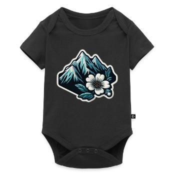 Bergblüte Patchmotiv - Baby Premium Kurzarmbody - Schwarz - Vorne