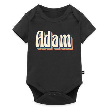Adam T-Shirt Retro Vintage T-Shirt Geschenkidee - Baby Premium Kurzarmbody - Schwarz - Vorne