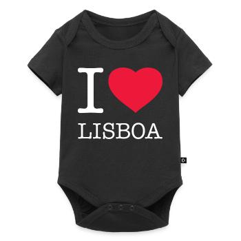 I LOVE LISBOA Lissabon - Baby Premium Kurzarmbody - Schwarz - Vorne