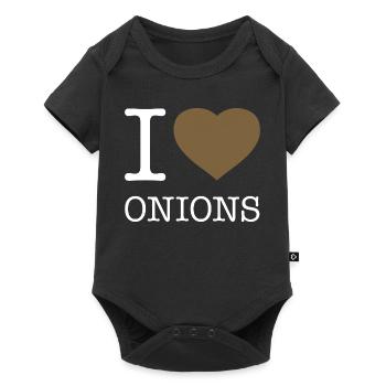 I LOVE ONIONS Zwiebeln - Baby Premium Kurzarmbody - Schwarz - Vorne